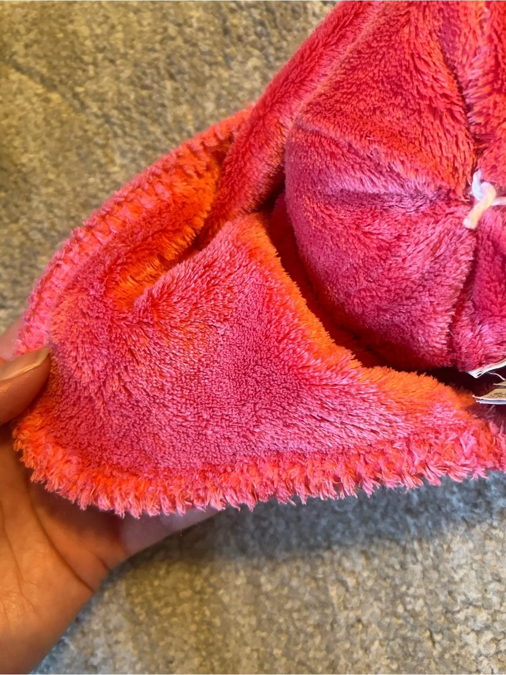 The North Face Light Blue Knit Kids Pom Beanie with Pink Trim